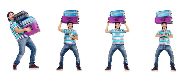 Travel vacation concept with luggage on white — Stock Photo, Image