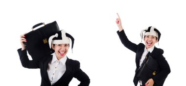 İşadamı palyaço beyazda izole edilmiş.