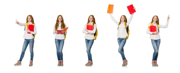 Joven estudiante aislado en blanco — Foto de Stock