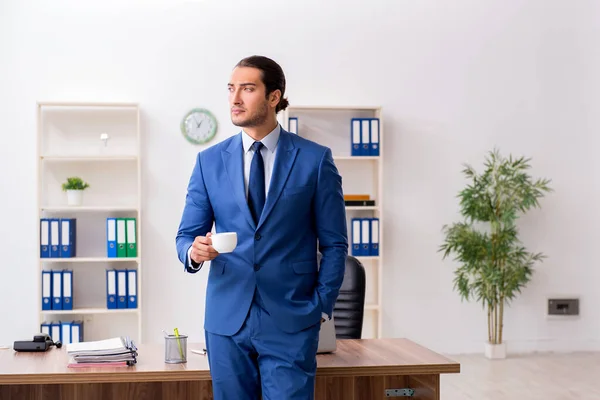 Junger männlicher Geschäftsmann arbeitet im Büro — Stockfoto