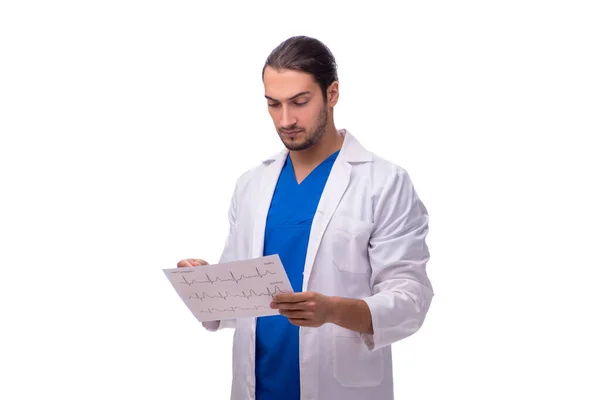 Jovem médico masculino isolado em branco — Fotografia de Stock