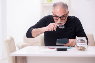Yaşlı erkek bütçe planlama konseptinde emekli oldu