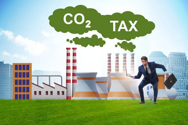 Businessman in carbon tax concept — Stock Photo, Image