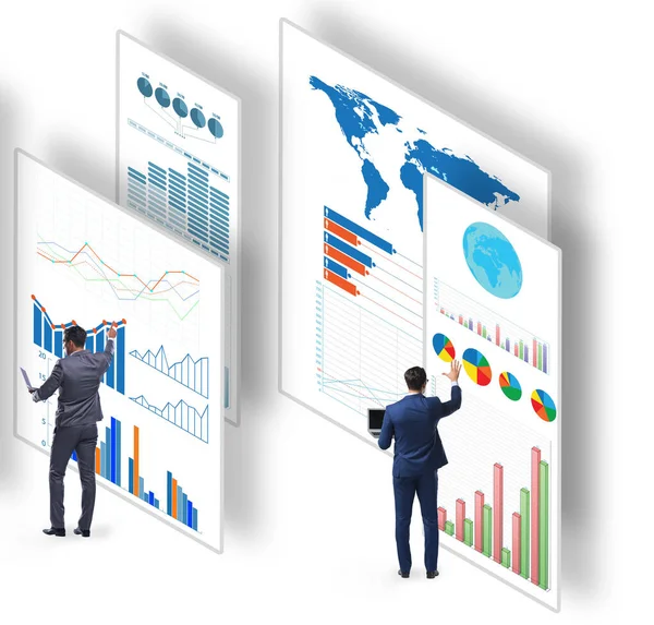 Imprenditore nella visualizzazione aziendale e nel concetto di infografica — Foto Stock