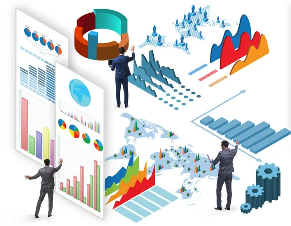 Empresário no conceito de infográficos de negócios — Fotografia de Stock