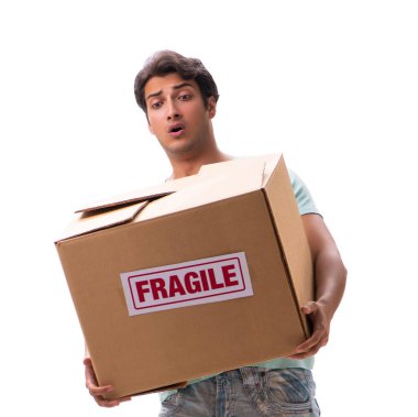 Kırılgan kutusu olan genç yakışıklı adam internetten sipariş verdi.