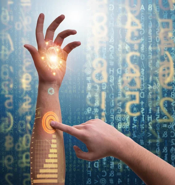 未来的な概念における人間のロボットの手 — ストック写真