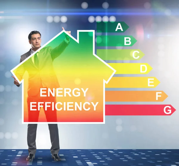 Επιχειρηματίας στην έννοια της ενεργειακής απόδοσης — Φωτογραφία Αρχείου