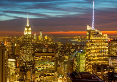 Günbatımında New York Manhattan manzarası