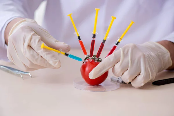 Male nutrition expert testing food products in lab