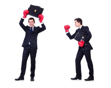 Genç işadamı beyazda izole edilmiş