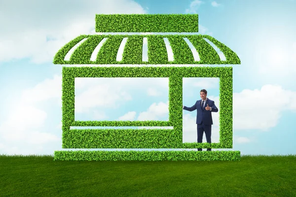 Üzletember zöld ház koncepció — Stock Fotó