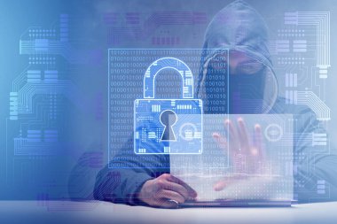 Siber güvenlik konseptinde genç bir hacker.