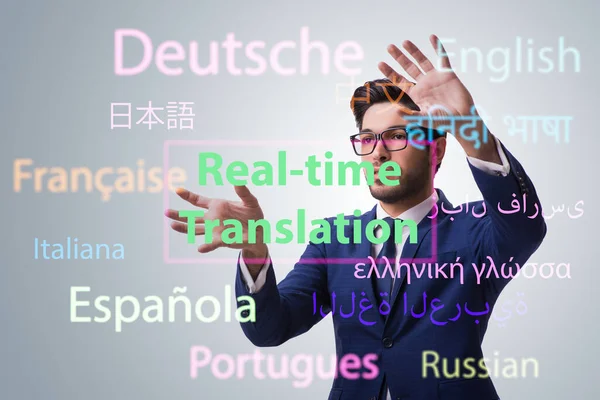 Concepto de traducción en tiempo real desde un idioma extranjero — Foto de Stock