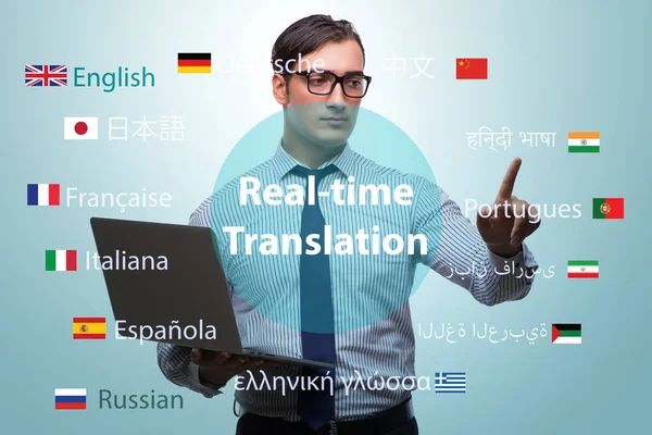 Concepto de traducción en tiempo real desde un idioma extranjero — Foto de Stock