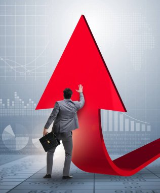 Ekonomideki büyümeyi destekleyen işadamı grafikte