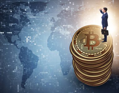 Kripto para birimi engelleme konsepti işadamı