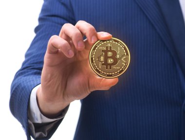 Bitcoin fiyat artışı kavramında iş adamı
