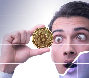 Bitcoin fiyat artışı kavramında iş adamı