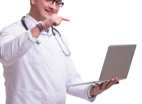 Doctor in telemediine mhealth concept on white — Stock Photo, Image