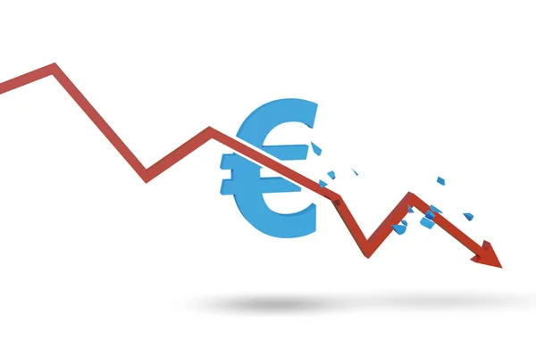 Έννοια της οικονομικής κρίσης και του πληθωρισμού σε ευρώ — Φωτογραφία Αρχείου