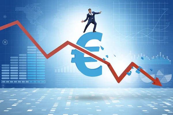 A gazdasági válság és az euróinfláció fogalma — Stock Fotó
