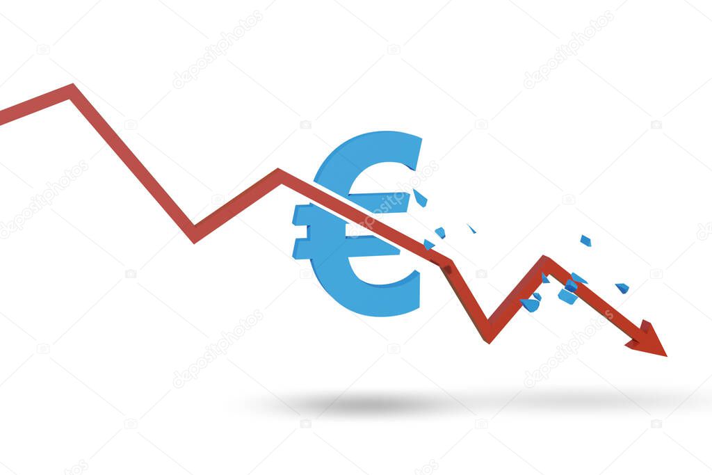 Concept of economic crisis and euro inflation