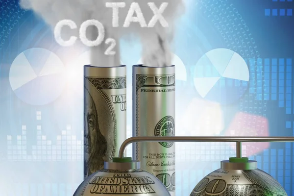 A szén-dioxid-adó fogalma az ökológia koncepciójában - 3d tetemeltakarítás — Stock Fotó