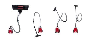 Beyaz arkaplanda izole edilmiş elektrik süpürgesi