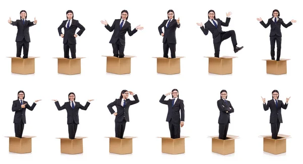 Man in thinking out of the box concept — Stock Photo, Image