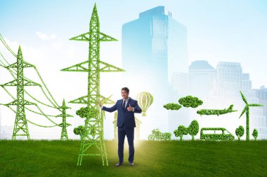 İş adamıyla yeşil ve ekoloji kavramı