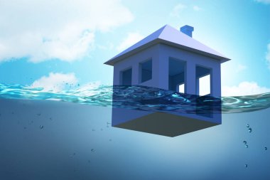 Yüzen evle ipotek geri ödeme hatası kavramı - 3D yırtık