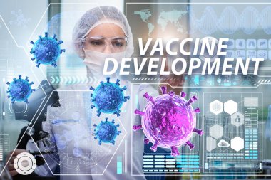 Coronavirus covid-19 aşısı üzerinde çalışan kadın doktor.