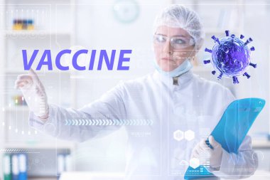 Coronavirus covid-19 aşısı üzerinde çalışan kadın doktor.
