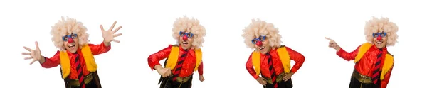 Funny clown in fun concept isolated on white — Stock Photo, Image