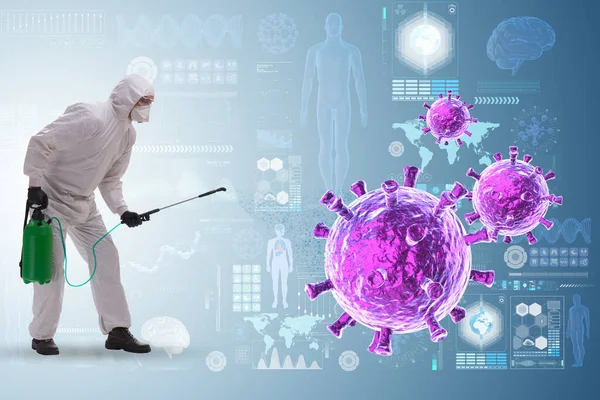 Disinfection concept with person fighting coronavirus — Stock Photo, Image