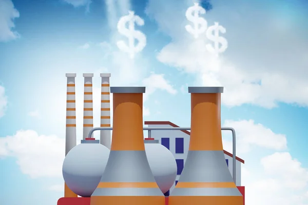 Impianto in carbon tax e concetto di inquinamento - rendering 3d — Foto Stock