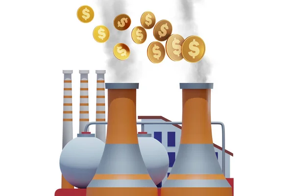 Impianto in carbon tax e concetto di inquinamento - rendering 3d — Foto Stock