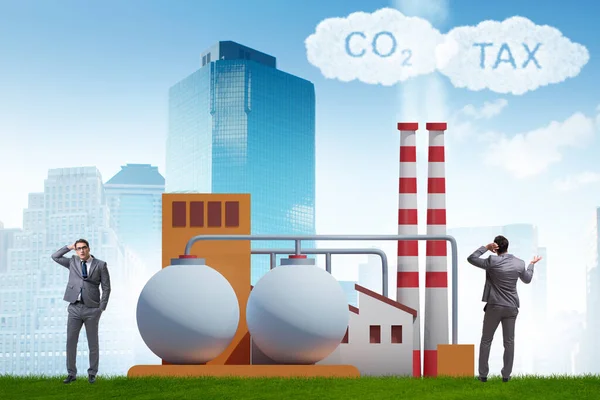 Üzletember a szén-dioxid-adó koncepciójában — Stock Fotó