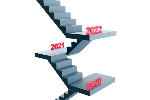 Лестница с различными годами - 3d рендеринг — стоковое фото