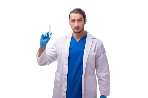 Joven médico masculino aislado en blanco — Foto de Stock
