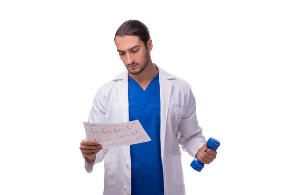 Jovem médico masculino isolado em branco — Fotografia de Stock