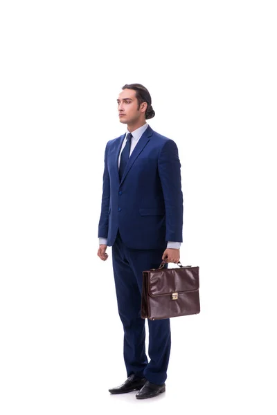 Jovem homem de negócios empregado isolado em branco — Fotografia de Stock