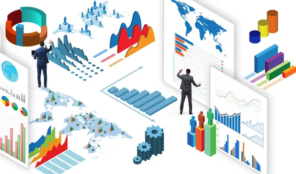 Empresario en concepto de visualización e infografía de negocios —  Fotos de Stock