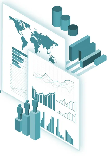 Verschiedene Diagramme und Diagramme - 3D-Darstellung — Stockfoto