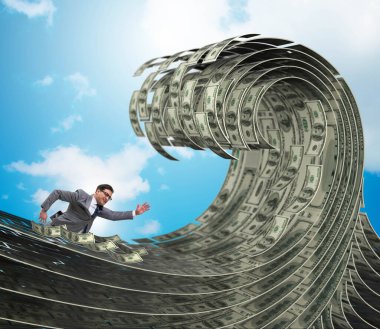 Dolar denizinde yüzen bir iş adamı.