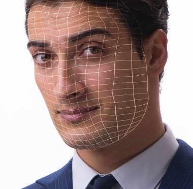 İş adamı portresiyle yüz tanıma kavramı