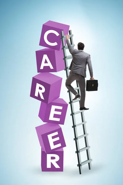 Career concept with businessman on top of blocks — Stock Photo, Image