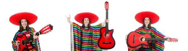 Vrij Mexicaans meisje in levendige pocho geïsoleerd op wit — Stockfoto