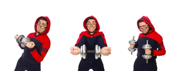 Junger Mann im Sportkostüm isoliert auf weißem Grund — Stockfoto